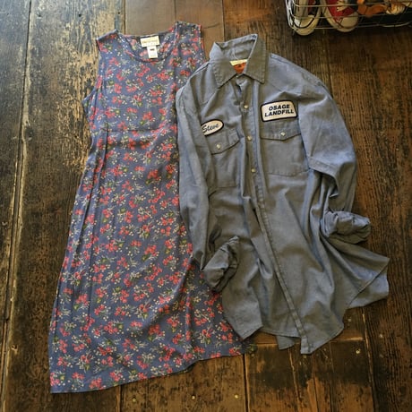 [USED]  花柄レーヨンワンピース