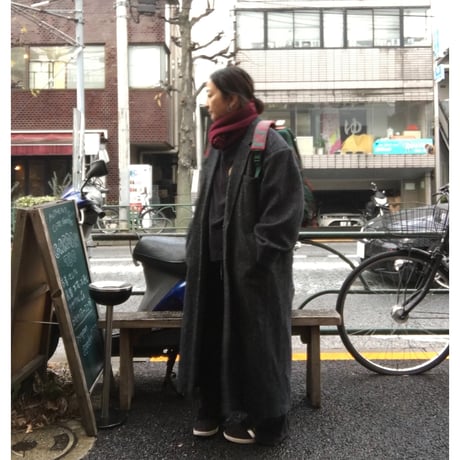 [USED] WOOL ヘリンボーン ネップ ロングコート
