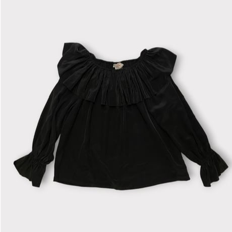 [USED] SILK フリルオフショルダートップス🖤