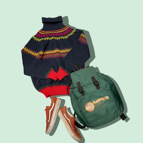 [USED] かわいい！Benetton ノルディック柄タートルニット♡