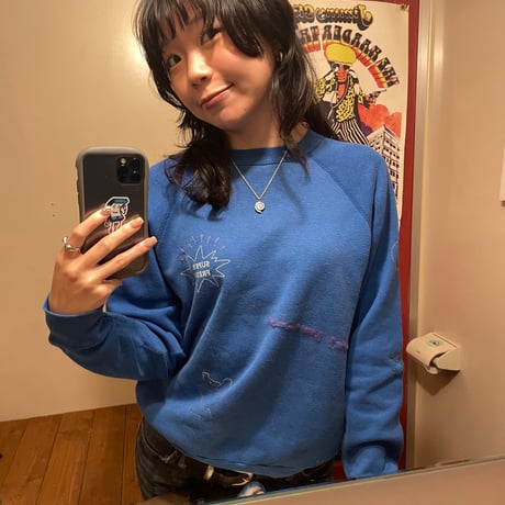 [HILITE STORE] ハンドメイド刺繍SWEAT/ブルー②