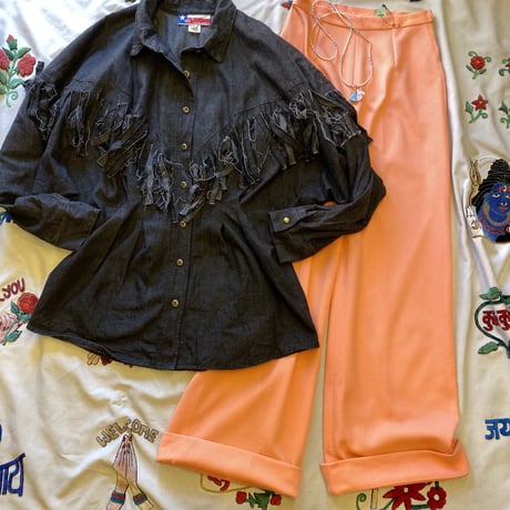 [USED] フリンジ BLK  DENIM SHIRTS
