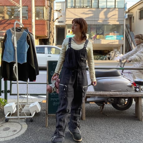 [USED] BLACK linen overall⭐︎