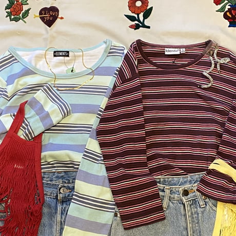 [USED] ボーダーちびロンTee♡BLUE
