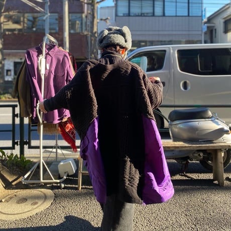[USED]Knit×NYLONリメイクポンチョ🖤💜
