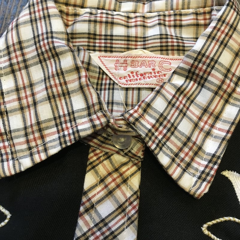 H BAR C シャツ 70s フリル レース チェック ヴィンテージ 希少 H BAR C シャツ 70s フリル レース チェック ヴィンテージ 希少