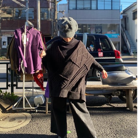 [USED]Knit×NYLONリメイクポンチョ🖤💜