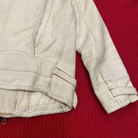 [USED] WHITE REAL LEATHER JACKET♡