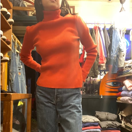 [USED] TOMMY HILFIGER タートル リブニット orange🍊
