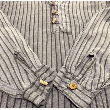 [USED] ストライプ ガーゼ SHIRTS/トグルボタン