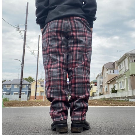 [USED] チェック❤️WOOL タックパンツ