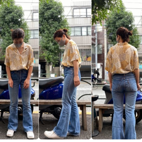 [USED] 小花パッチワーク開襟シャツ