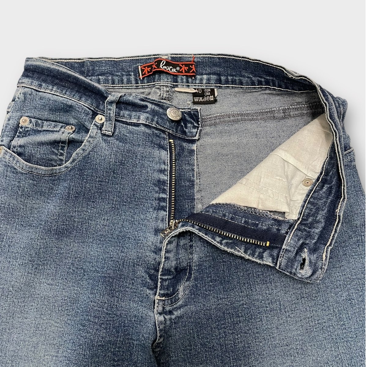 00s archive Midas ギミック ダブルウエスト 刺繍フレアデニム 00s