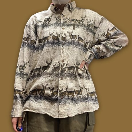 [USED] シカ柄🦌 B.D.シャツ