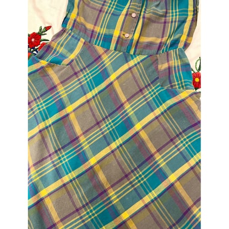 [USED] France COTTON チェックワンピース