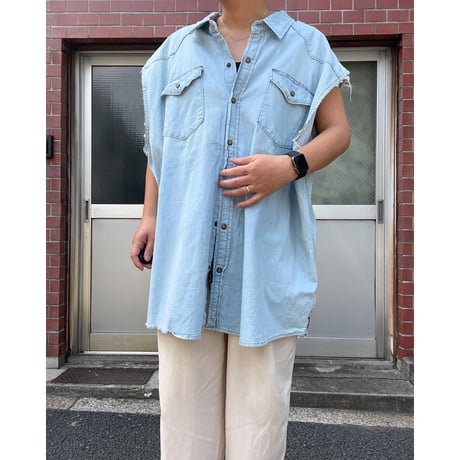 [USED] Wrangler cutoff デニムシャツ 3XL