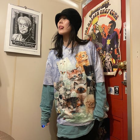 [USED] デジタルいっぱいネコちゃんポリTee