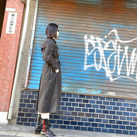[USED] "LONDON FOG" BLACK long トレンチ コート