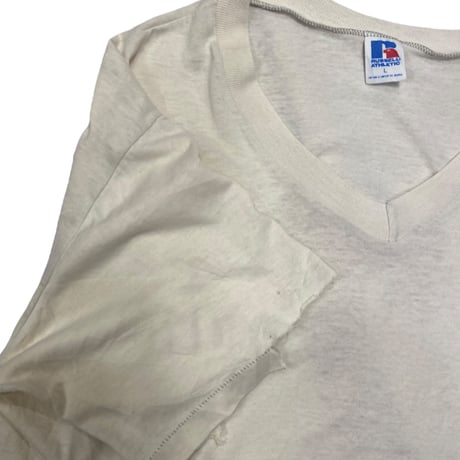 [USED] old russel Vネック BORO tee
