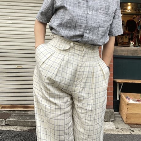[USED] Ralph Lauren  SILKチェックタックパンツ