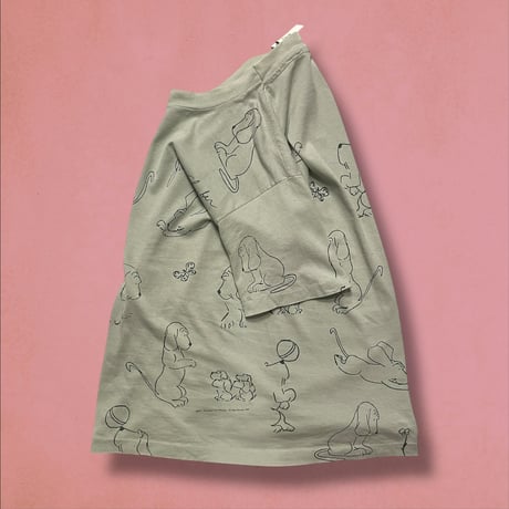 [USED] 80-90's  James Thurber 総柄 手書き わんこ TEE