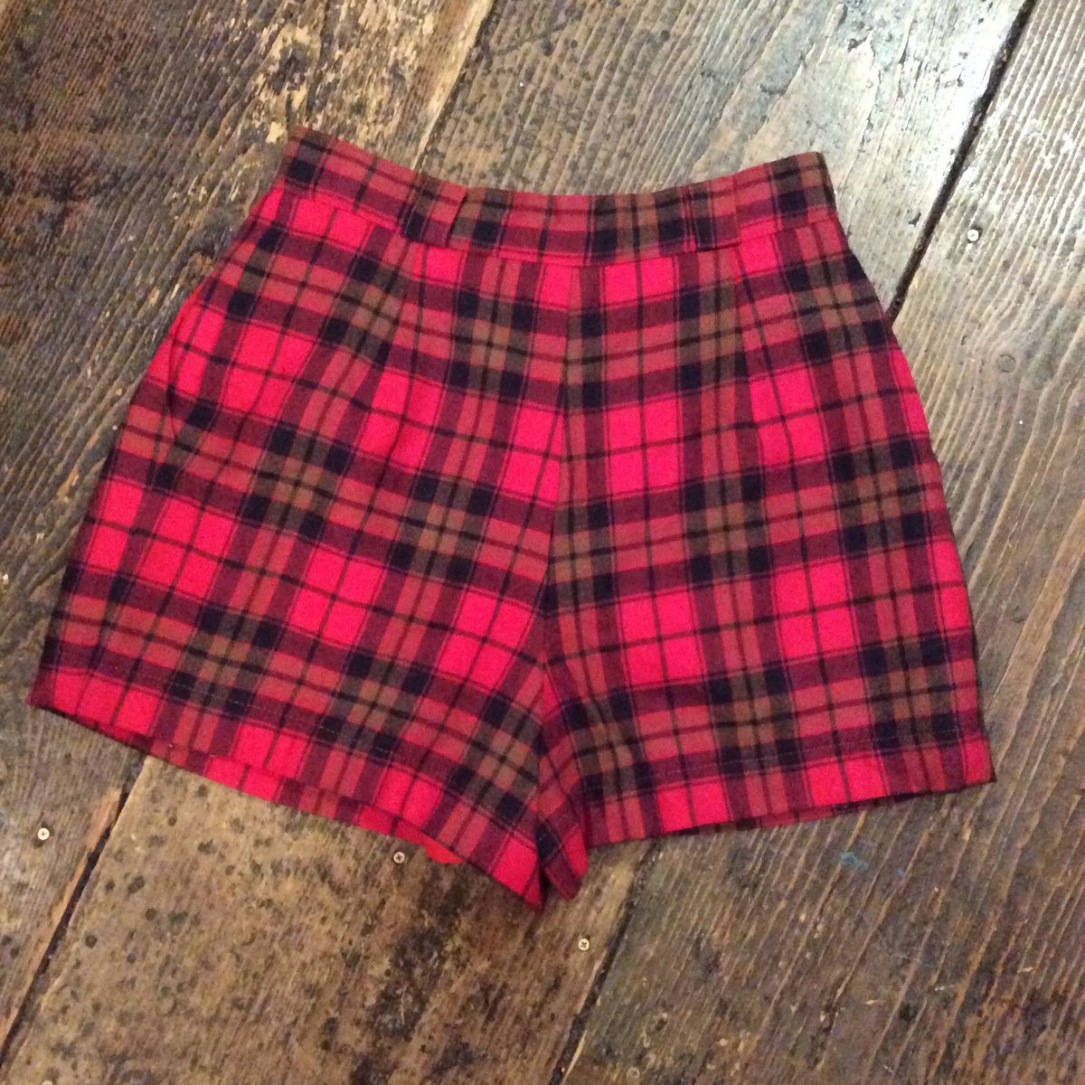 ALGONQUINS フラップ付き ショートパンツ 赤 チェック カスタム ALGONQUINS フラップ付き ショートパンツ 赤 チェック カスタム