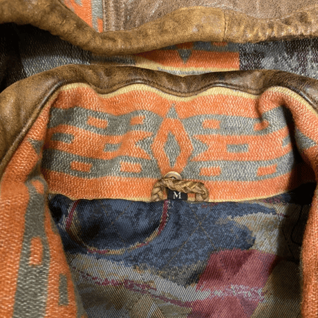 [USED] WOOL&LEATHER 柄ハーフコート