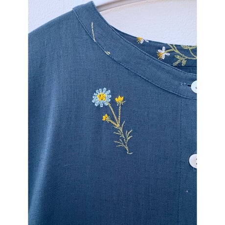青の刺繍ワンピース＋保冷バッグのセット