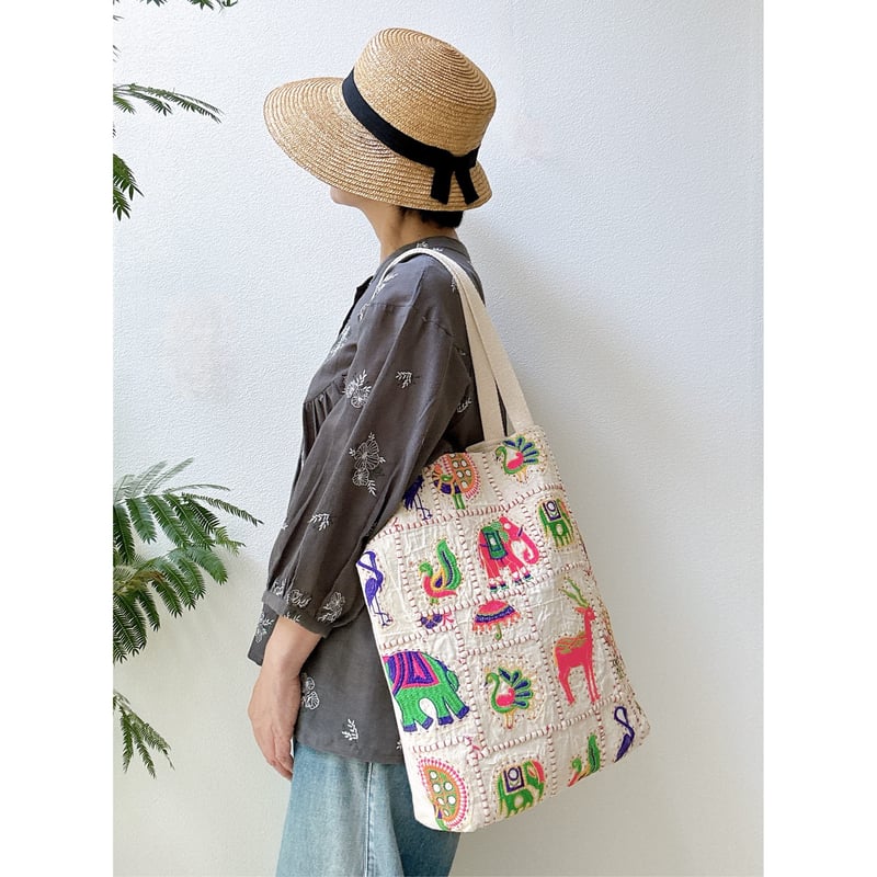 インド｜ラジコティ刺繍｜トートバッグ | Bahar Shop