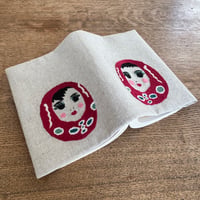 ミャンマー｜手刺繍ブックカバー｜ピッタインダウン・生成り