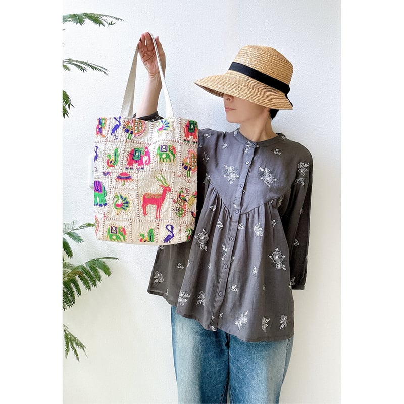 インド｜ラジコティ刺繍｜トートバッグ | Bahar Shop