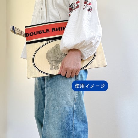タイ｜セメント袋のアップサイクル・ポーチ｜A4サイズ