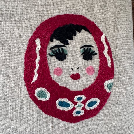 ミャンマー｜手刺繍ブックカバー｜ピッタインダウン・生成り