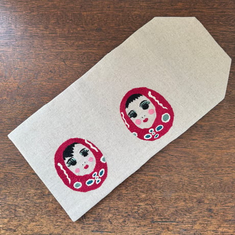 ミャンマー｜手刺繍ブックカバー｜ピッタインダウン・生成り