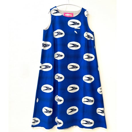 アフリカ布ハンドメイドアフリカンバティックロングワンピースツバメwaxprint アフリカ布ハンドメイドアフリカンバティックロングワンピースツバメ