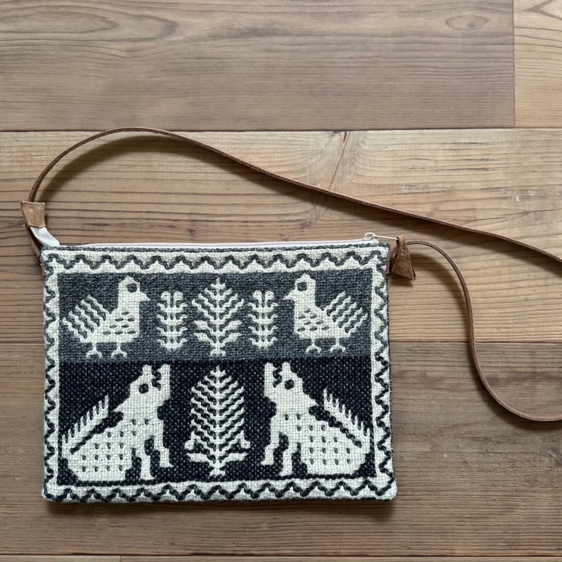 ヤノフ村の織物｜ミニショルダーバッグ ｜オオカミと鳥 | Bahar Shop