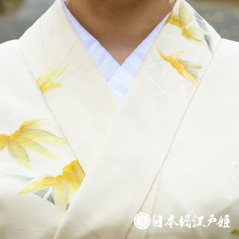0284 小紋 正絹 袷 クリーム色 枝紅葉 流水 金糸 銀糸 身丈155cm 0284 小紋 正絹 袷 クリーム色 枝紅葉 流水 金糸 銀糸 身丈155cm