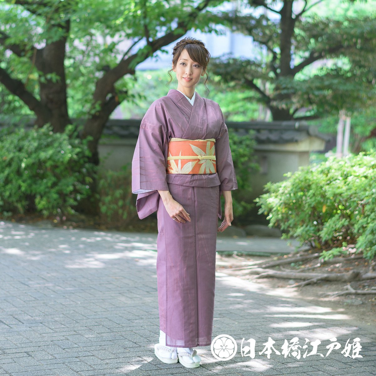 Q1516】BB大きいサイズお仕立て上がり正絹小紋 藤色地に花柄 綸子