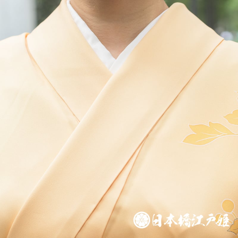 0285 付け下げ 正絹 袷 薄オレンジ 草花 金彩 身丈162cm | 日本橋江戸姫 