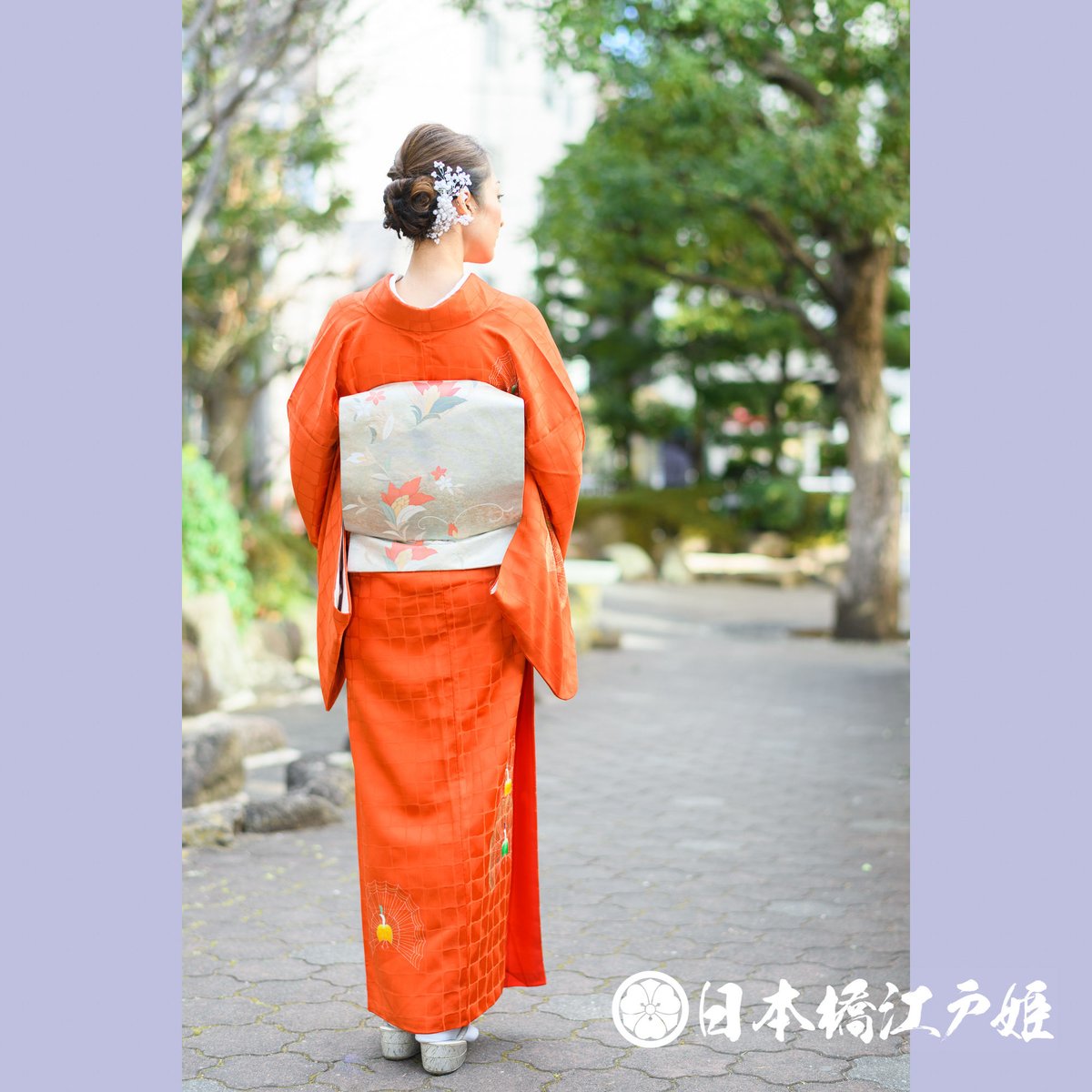 付下げ＊袷着物 ちりめん 壁画調模様 略礼装 こげ茶色 正絹 外出着