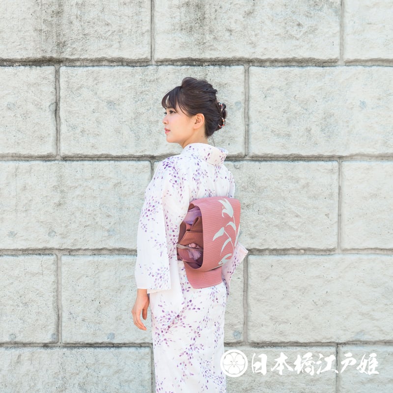 名古屋帯 つづれ 買えれ 金糸 白色xクリーム色x薄ピンク色 菱に 