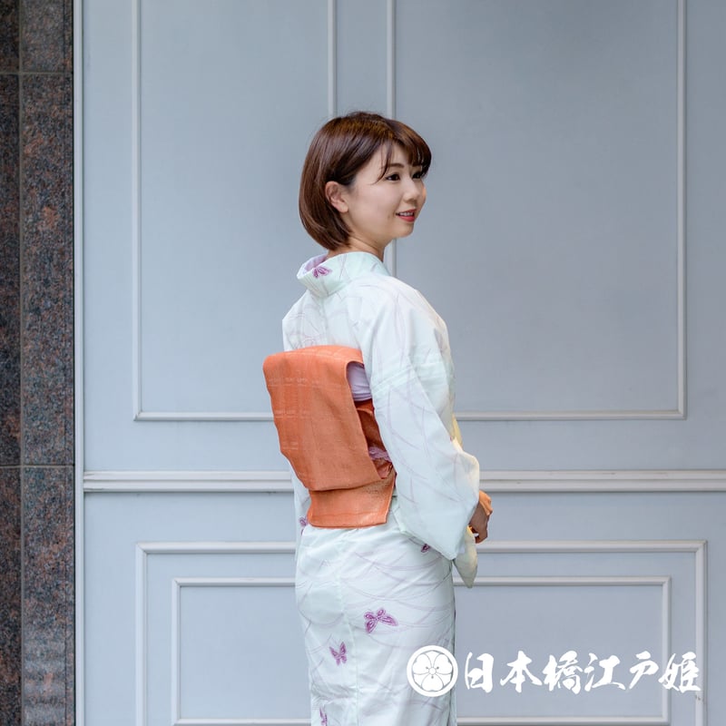 0207 夏物 名古屋帯 正絹 薄物 赤茶 金糸 格子 六通し 帯丈349.5cm ...