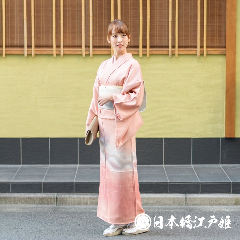 京やB056 正絹 訪問着 付け下げ 附下 絹100％ 膨れ織 金通し 雲取り 