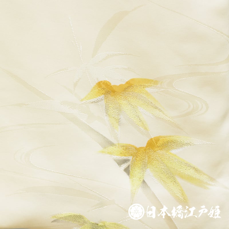 0284 小紋 正絹 袷 クリーム色 枝紅葉 流水 金糸 銀糸 身丈155cm 0284 小紋 正絹 袷 クリーム色 枝紅葉 流水 金糸 銀糸 身丈155cm