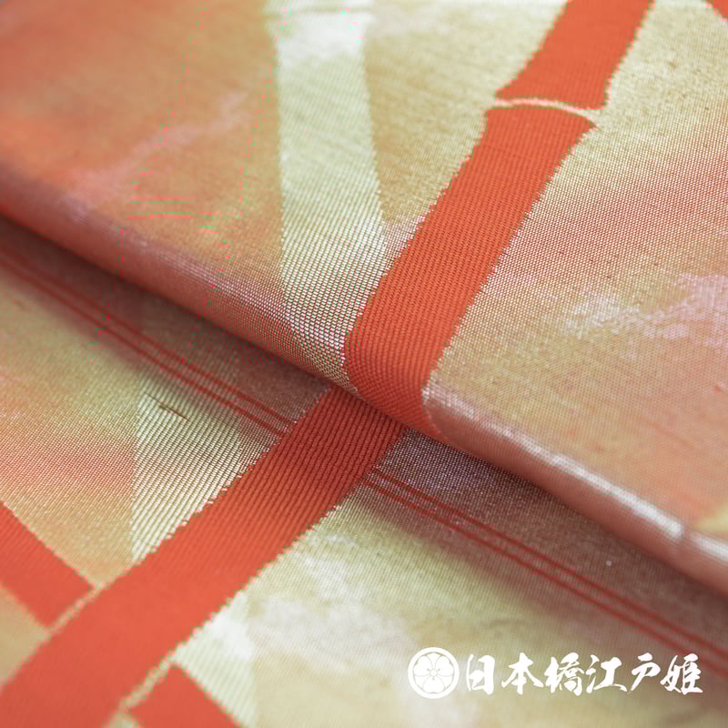 0028 名古屋帯 正絹 金色 竹 引き箔 六通し 帯丈341cm | 日本橋 0028 名古屋帯 正絹 金色 竹 引き箔 六通し 帯丈341cm | 日本橋