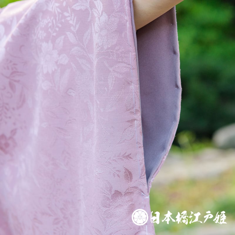 正絹上質な江戸小紋落款草木染めちりめん紫系袷