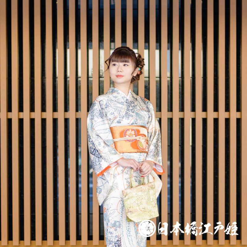 2410 正絹 可憐小菊小花縞文様 小紋 】