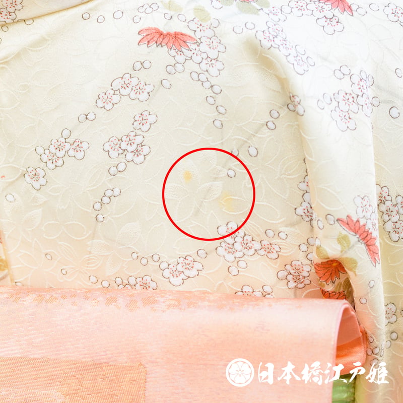 Kimono Musha☆ 小紋 古典×菊・梅 クリーム しつけ付き