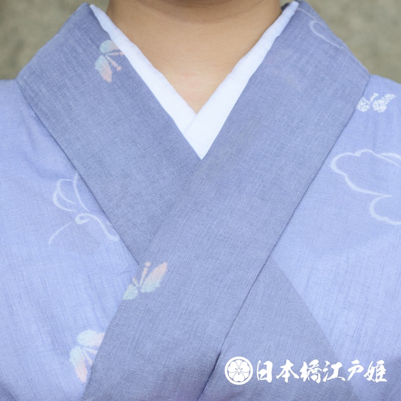 0214 夏物 優品 Aランク美品 小紋 薄物 絽 化繊 薄紫 蝶 身丈150cm | 日本橋江戸姫