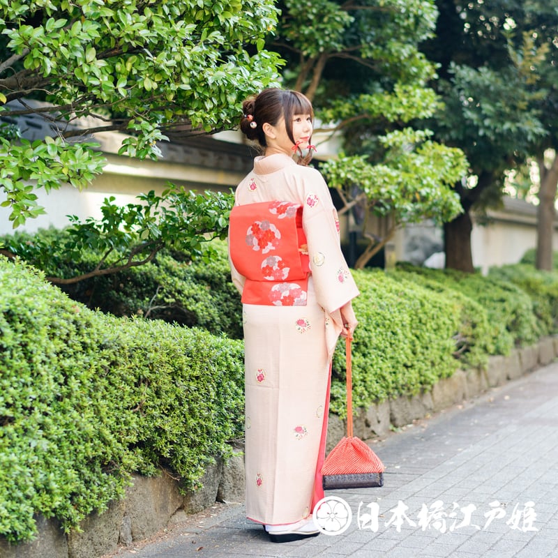 半幅帯 美品 秀品 花唐草 茶紫 正絹 【中古】（半幅帯 美品 秀品 菱  